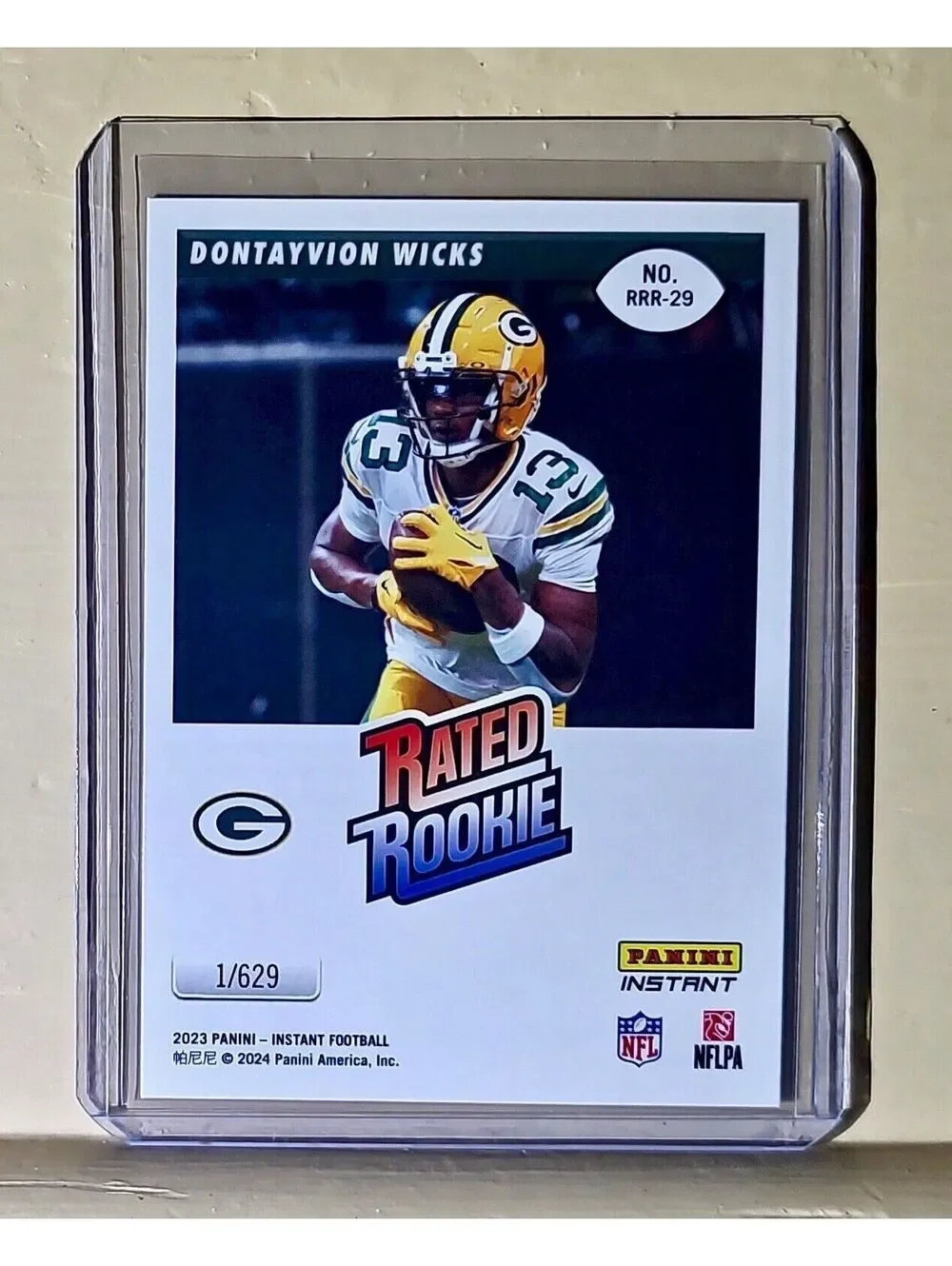 Dontayvion Wicks 2023 Panini NFL Rated Rookie Retro #29 Card Packers 1/629